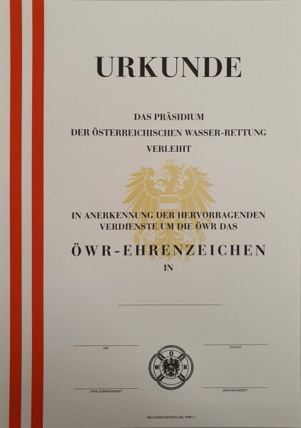 Urkunde Ehrenzeichen