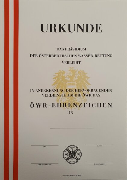 Urkunde Mitgliedsehrenzeichen